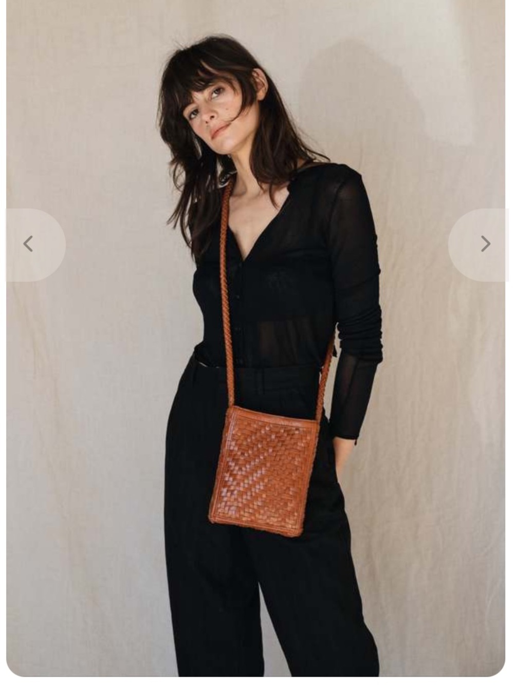 Bembien Porta Woven Leather Crossbody Bag - Sienna - Picture 2 of 6
